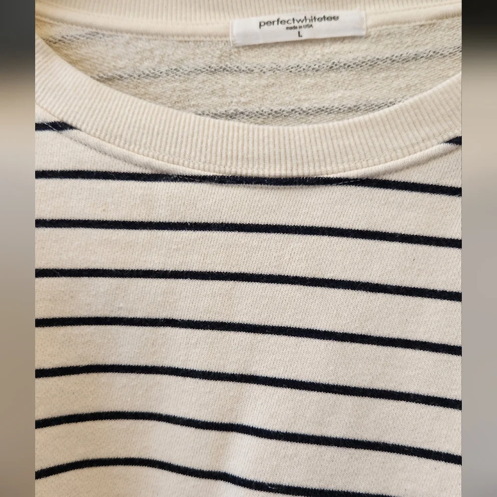 perfectwhitetee Cream and Black Striped Top - Picture 3 of 6